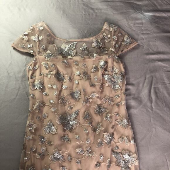 CALVIN KLEIN Embroidered Gown Blush Pink Sz 4 Floor Length Dress Cap Sleeve Prom - Picture 16 of 16